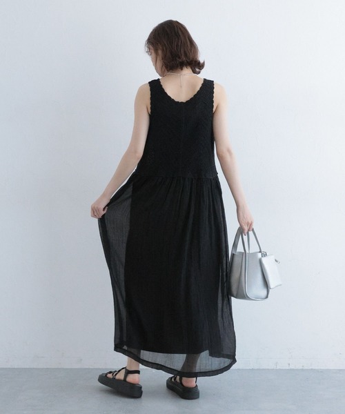 studio CLIP（スタディオクリップ）の「クロシェコンビワンピース[プチサイズあり]（ワンピース・レディース・アイボリー/ブラック・FREE/PF）」の15枚目の写真