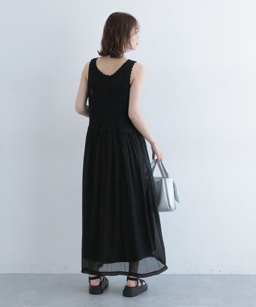 studio CLIP（スタディオクリップ）の「クロシェコンビワンピース[プチサイズあり]（ワンピース・レディース・アイボリー/ブラック・FREE/PF）」の16枚目の写真