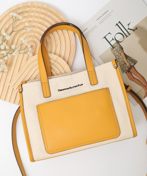 christian olivier(クリスチャンオリビエ)の「CHRISTIAN OLIVIER 【オンライン限定】キャンパス 2WAYトートバッグ(トートバッグ・レディース・ブラック/ベージュ/オレンジ/マスタード・M)」の3枚目の写真