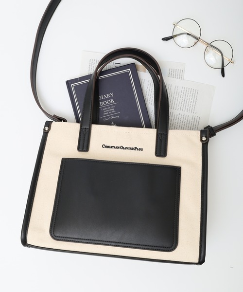 christian olivier(クリスチャンオリビエ)の「CHRISTIAN OLIVIER 【オンライン限定】キャンパス 2WAYトートバッグ(トートバッグ・レディース・ブラック/ベージュ/オレンジ/マスタード・M)」の2枚目の写真