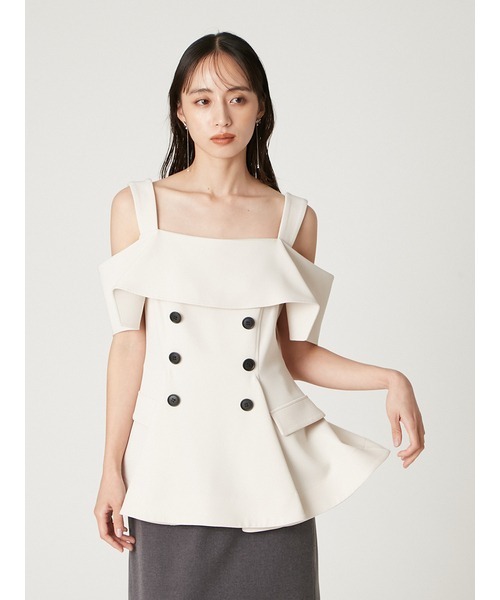 ちゃろ【フレイアイディー】ペプラムトップス★タグ付き新品未使用 サイズ1 セール】オフショルペプラムトップス（Tシャツ/カットソー）｜FRAY I.D