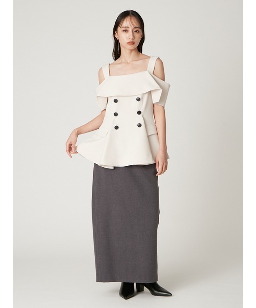 FRAY I.D（フレイアイディー）の「オフショルペプラムトップス（Tシャツ/カットソー・レディース・ベージュ/アイボリー/ブラック・0/1）」の14枚目の写真