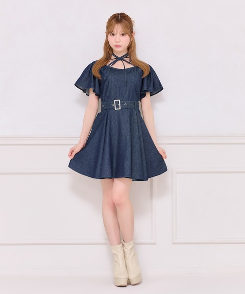 apres jour(アプレジュール)の「リボンネックデニムミニワンピース(ワンピース・レディース・ブラック/インディゴブルー・X-LARGE/フリー)」の10枚目の写真