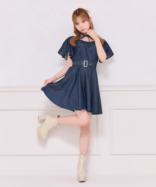 apres jour(アプレジュール)の「リボンネックデニムミニワンピース(ワンピース・レディース・ブラック/インディゴブルー・X-LARGE/フリー)」の11枚目の写真