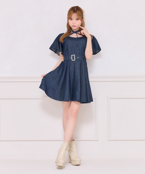 apres jour(アプレジュール)の「リボンネックデニムミニワンピース(ワンピース・レディース・ブラック/インディゴブルー・X-LARGE/フリー)」の12枚目の写真