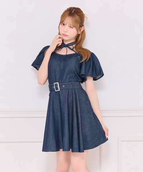apres jour(アプレジュール)の「リボンネックデニムミニワンピース(ワンピース・レディース・ブラック/インディゴブルー・X-LARGE/フリー)」の8枚目の写真