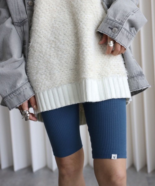 YENNA（イェンナ）の「【バイカーリブパンツ/ハーフレギンス】カプリパンツ / バミューダパンツ / ストレッチ素材（レギンス/スパッツ・レディース・ブラウン/グリーン/ブラック/ブルー/グレー/アイボリー・FREE）」の6枚目の写真