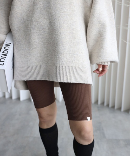 YENNA（イェンナ）の「【バイカーリブパンツ/ハーフレギンス】カプリパンツ / バミューダパンツ / ストレッチ素材（レギンス/スパッツ・レディース・ブラウン/グリーン/ブラック/ブルー/グレー/アイボリー・FREE）」の10枚目の写真