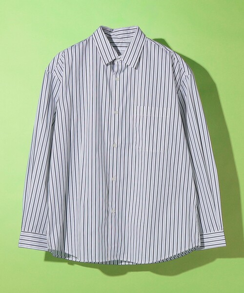 City Ambient Products（シティアンビエントプロダクツ）の「City Ambient Products: レギュラーカラー ブロード ストライプ シャツ（シャツ/ブラウス・メンズ・ブルー/ホワイト・SMALL/MEDIUM/LARGE）」の2枚目の写真