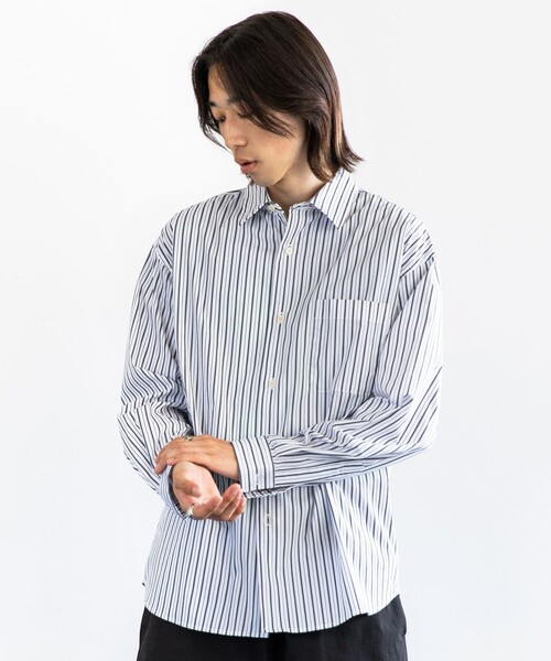 City Ambient Products（シティアンビエントプロダクツ）の「City Ambient Products: レギュラーカラー ブロード ストライプ シャツ（シャツ/ブラウス・メンズ・ブルー/ホワイト・SMALL/MEDIUM/LARGE）」の16枚目の写真