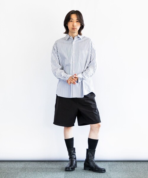 City Ambient Products（シティアンビエントプロダクツ）の「City Ambient Products: レギュラーカラー ブロード ストライプ シャツ（シャツ/ブラウス・メンズ・ブルー/ホワイト・SMALL/MEDIUM/LARGE）」の4枚目の写真