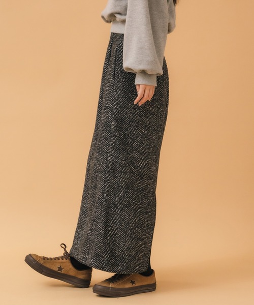 HEILIS(ヘイリス)の「ヘリンボーンナロースカート / ブラック ブラウン 韓国 シンプル カジュアル ジャケット アウター 冬服 秋服 ノームコア ヘリンボーン トラッド(スカート・レディース・ブラック/ブラウン・FREE)」の10枚目の写真