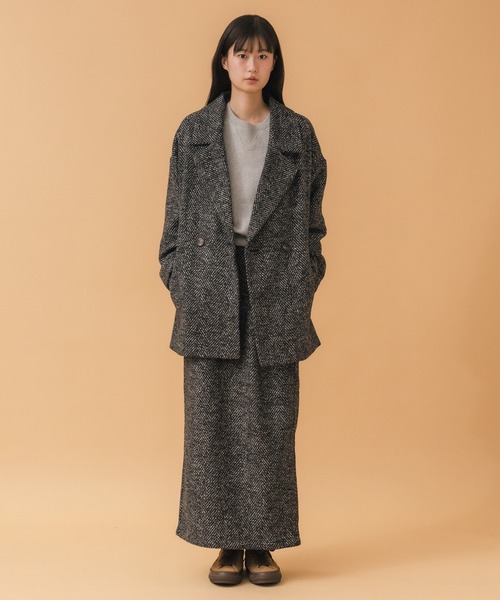 HEILIS(ヘイリス)の「ヘリンボーンナロースカート / ブラック ブラウン 韓国 シンプル カジュアル ジャケット アウター 冬服 秋服 ノームコア ヘリンボーン トラッド(スカート・レディース・ブラック/ブラウン・FREE)」の18枚目の写真