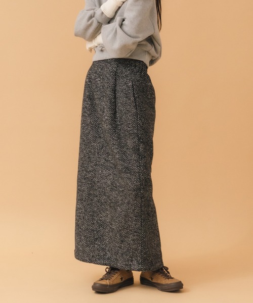 HEILIS(ヘイリス)の「ヘリンボーンナロースカート / ブラック ブラウン 韓国 シンプル カジュアル ジャケット アウター 冬服 秋服 ノームコア ヘリンボーン トラッド(スカート・レディース・ブラック/ブラウン・FREE)」の7枚目の写真