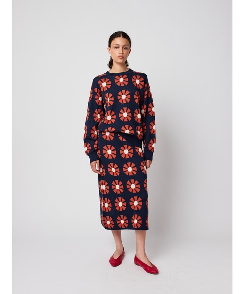 BOBO CHOSES(ボボショーズ)の「Flower jacquard midi knitted skirt(スカート・レディース・ネイビー・S/M/L/XL/XS)」の3枚目の写真