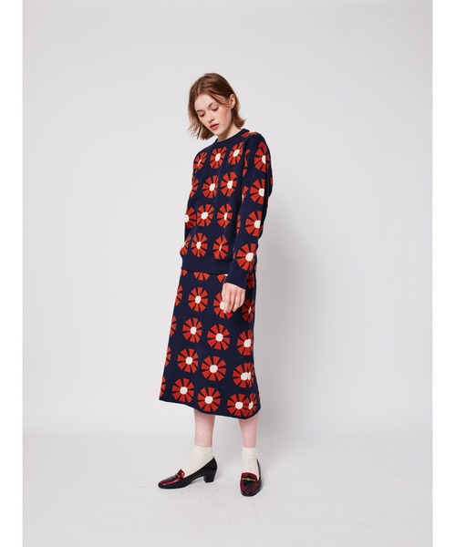 BOBO CHOSES(ボボショーズ)の「Flower jacquard midi knitted skirt(スカート・レディース・ネイビー・S/M/L/XL/XS)」の7枚目の写真