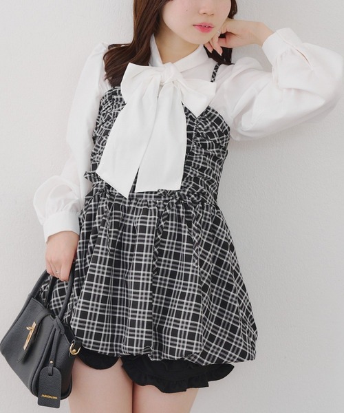 continuer de NICE CLAUP（コンティニューデナイスクラップ）の「【新色追加！】【今期のトレンドアイテム】バルーンチュニック（シャツ/ブラウス・レディース・ブラック/ピンク/その他1/オフホワイト/ブラック系その他/ボルドー・FREE）」の4枚目の写真