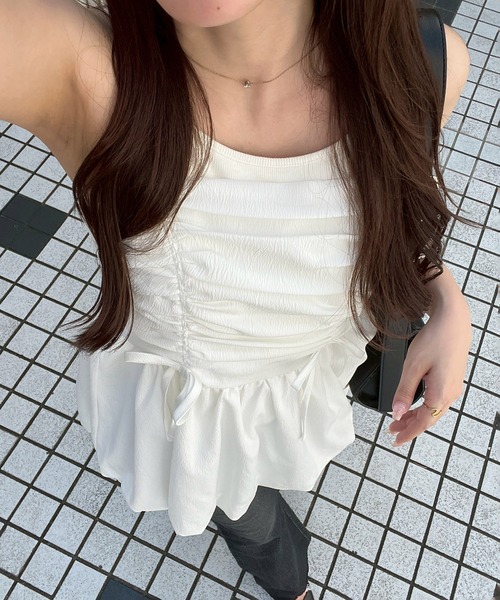 continuer de NICE CLAUP（コンティニューデナイスクラップ）の「【新色追加！】【今期のトレンドアイテム】バルーンチュニック（シャツ/ブラウス・レディース・ブラック/ピンク/その他1/オフホワイト/ブラック系その他/ボルドー・FREE）」の2枚目の写真