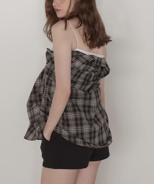 Mili affinity(ミリアフィニティー)の「オーバーサイズシアーチェックシャツ(シャツ/ブラウス・レディース・ネイビー/ライトブルー/ブラック・FREE)」の13枚目の写真