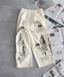 【Ryu Ambe】コラボ/総柄イラストワイドイージーパンツ