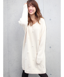 MICOAMERI | 裾レースVニットワンピ(ワンピース)