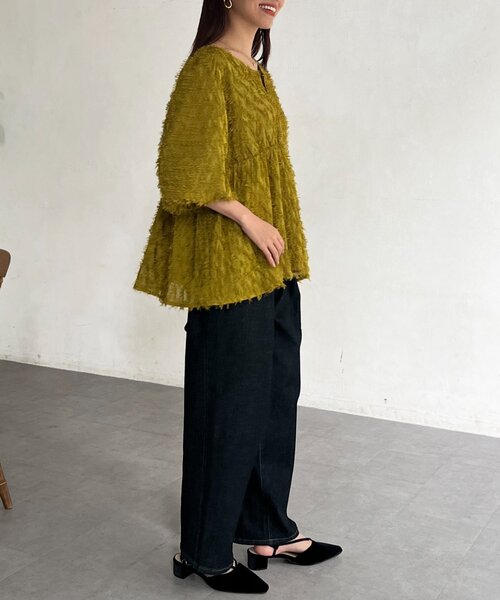 Chez toi(シェトワ)の「タックデニム(デニムパンツ・レディース・インディゴブルー/ブラック・FREE)」の7枚目の写真