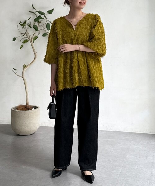 Chez toi(シェトワ)の「タックデニム(デニムパンツ・レディース・インディゴブルー/ブラック・FREE)」の12枚目の写真