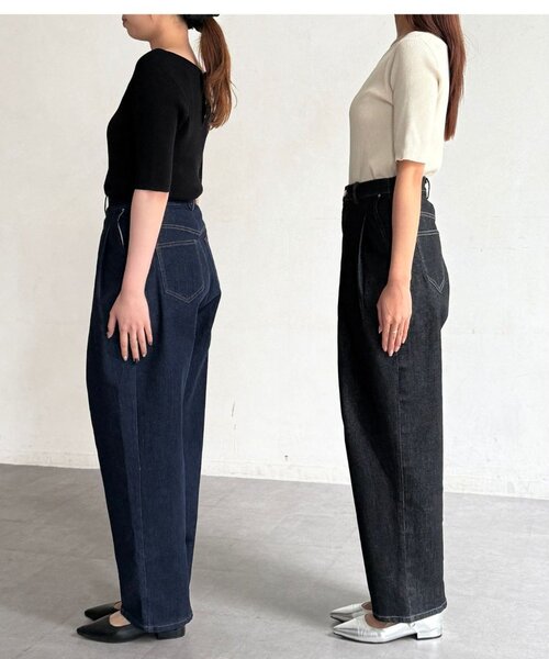 Chez toi(シェトワ)の「タックデニム(デニムパンツ・レディース・インディゴブルー/ブラック・FREE)」の16枚目の写真