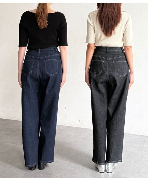 Chez toi(シェトワ)の「タックデニム(デニムパンツ・レディース・インディゴブルー/ブラック・FREE)」の17枚目の写真