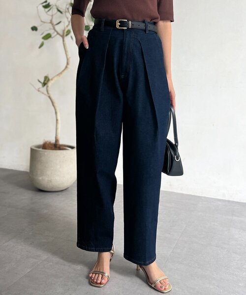 Chez toi(シェトワ)の「タックデニム(デニムパンツ・レディース・インディゴブルー/ブラック・FREE)」の18枚目の写真