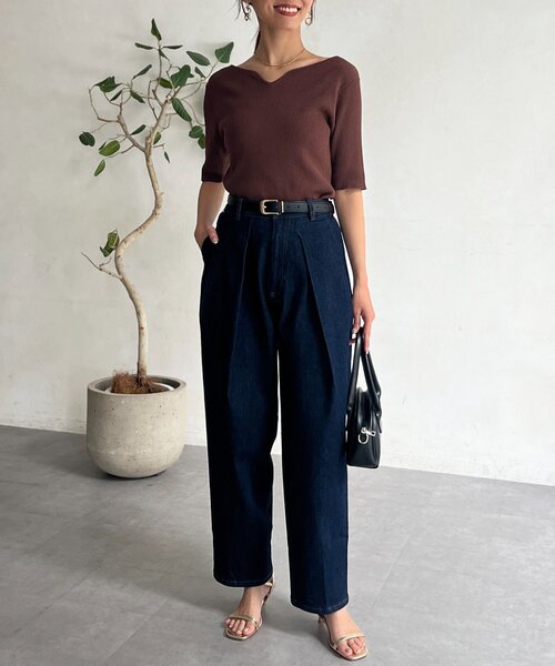 Chez toi(シェトワ)の「タックデニム(デニムパンツ・レディース・インディゴブルー/ブラック・FREE)」の21枚目の写真