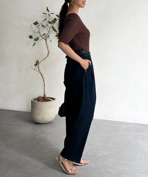 Chez toi(シェトワ)の「タックデニム(デニムパンツ・レディース・インディゴブルー/ブラック・FREE)」の22枚目の写真