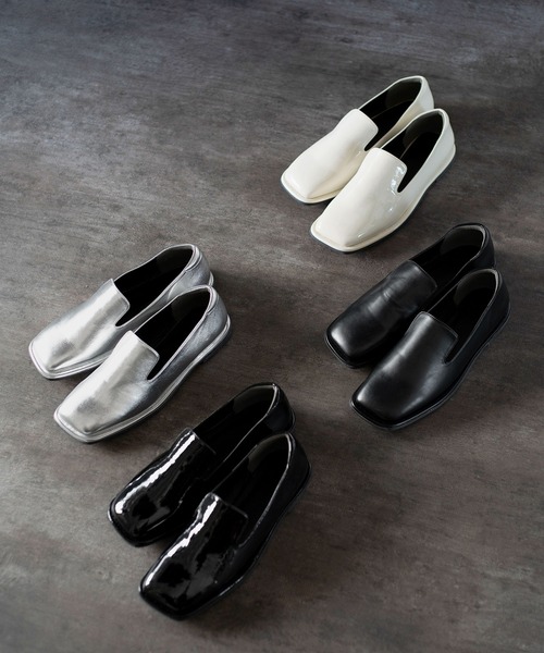 Bulue.(ブルー)の「スクエアトゥ オペラシューズ アイボリー フラットシューズ マニッシュ ローヒール(パンプス・レディース・Black/Silver/アイボリー/ブラック・36/37/38/39/40)」の6枚目の写真