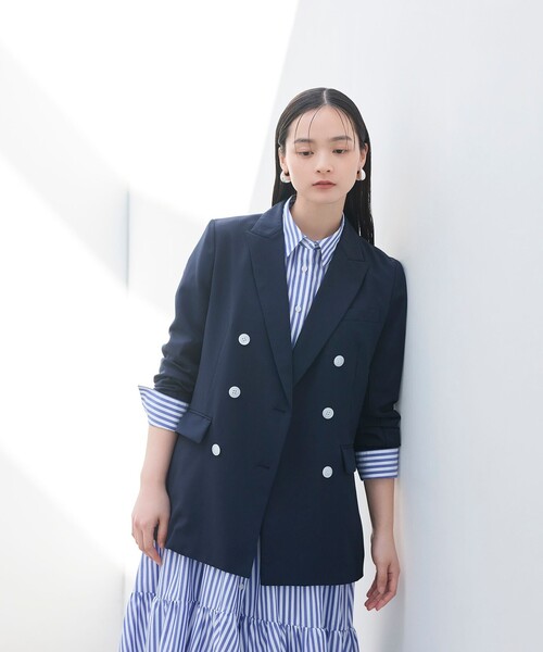 BIANCA(ビアンカ)の「【マルチシーン】洗えるエフォートレスジャケット(テーラードジャケット・レディース・ベージュ/ネイビー・40/38)」の2枚目の写真