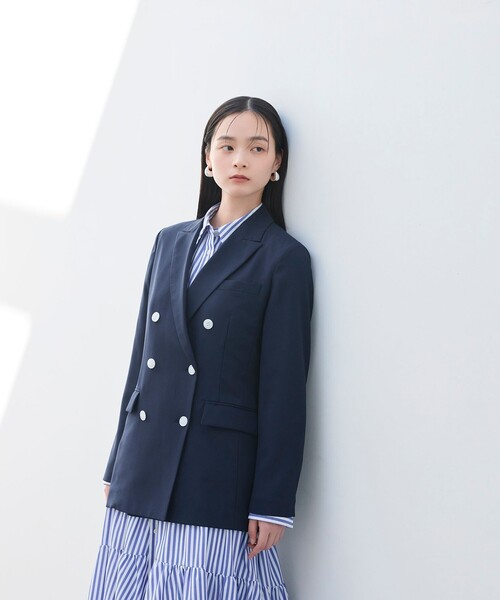 BIANCA(ビアンカ)の「【マルチシーン】洗えるエフォートレスジャケット(テーラードジャケット・レディース・ベージュ/ネイビー・40/38)」の3枚目の写真