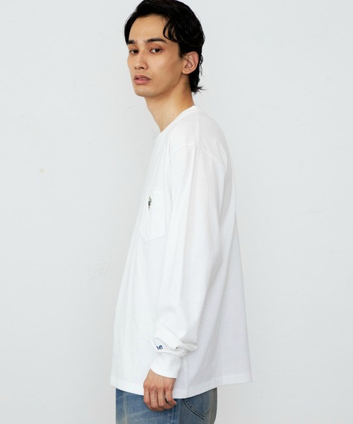 Lee（リー）の「Lee/リー ワッペンポケット ロングスリーブTシャツ/長袖Tシャツ/ワンポイント長袖（Tシャツ/カットソー・メンズ・チャコール/ホワイト/グリーン・LARGE/SMALL/MEDIUM/X-LARGE）」の7枚目の写真