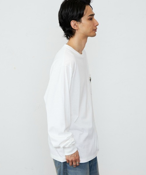 Lee（リー）の「Lee/リー ワッペンポケット ロングスリーブTシャツ/長袖Tシャツ/ワンポイント長袖（Tシャツ/カットソー・メンズ・チャコール/ホワイト/グリーン・LARGE/SMALL/MEDIUM/X-LARGE）」の20枚目の写真