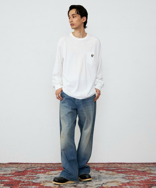 Lee（リー）の「Lee/リー ワッペンポケット ロングスリーブTシャツ/長袖Tシャツ/ワンポイント長袖（Tシャツ/カットソー・メンズ・チャコール/ホワイト/グリーン・LARGE/SMALL/MEDIUM/X-LARGE）」の12枚目の写真