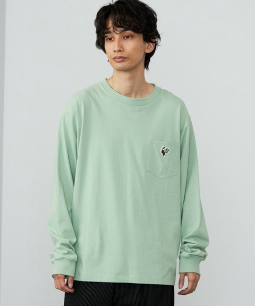 Lee（リー）の「Lee/リー ワッペンポケット ロングスリーブTシャツ/長袖Tシャツ/ワンポイント長袖（Tシャツ/カットソー・メンズ・チャコール/ホワイト/グリーン・LARGE/SMALL/MEDIUM/X-LARGE）」の10枚目の写真
