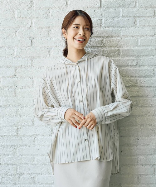 FOUND GOOD（ファウンドグッド）の「ガラフードシャツ/LS（シャツ/ブラウス・レディース・アイボリー/ブラウン系5/グレー系8・L/M/S）」の3枚目の写真