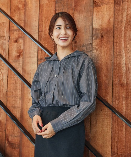 FOUND GOOD（ファウンドグッド）の「ガラフードシャツ/LS（シャツ/ブラウス・レディース・アイボリー/ブラウン系5/グレー系8・L/M/S）」の6枚目の写真