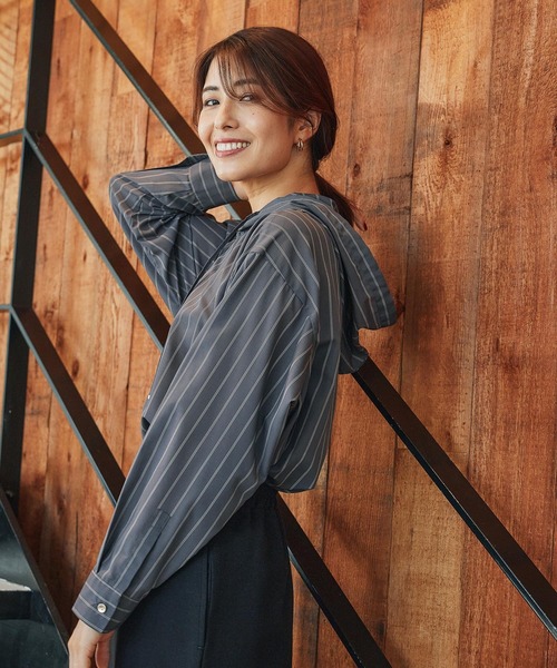 FOUND GOOD（ファウンドグッド）の「ガラフードシャツ/LS（シャツ/ブラウス・レディース・アイボリー/ブラウン系5/グレー系8・L/M/S）」の7枚目の写真