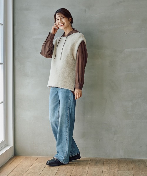 FOUND GOOD（ファウンドグッド）の「ガラフードシャツ/LS（シャツ/ブラウス・レディース・アイボリー/ブラウン系5/グレー系8・L/M/S）」の8枚目の写真