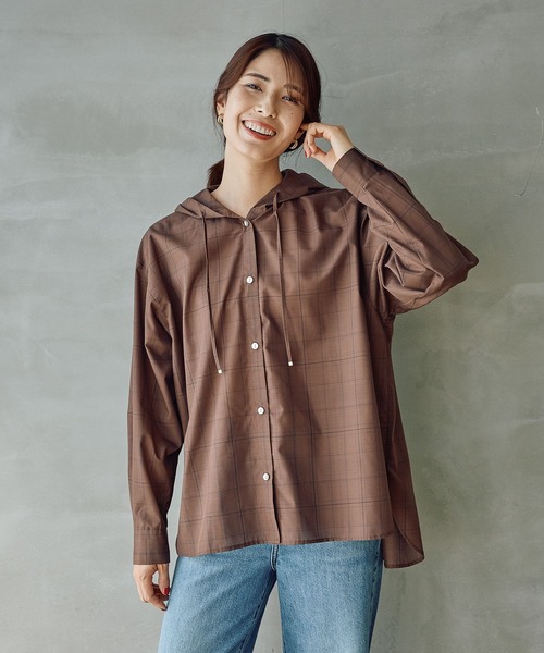 FOUND GOOD（ファウンドグッド）の「ガラフードシャツ/LS（シャツ/ブラウス・レディース・アイボリー/ブラウン系5/グレー系8・L/M/S）」の10枚目の写真