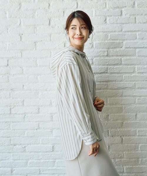 FOUND GOOD（ファウンドグッド）の「ガラフードシャツ/LS（シャツ/ブラウス・レディース・アイボリー/ブラウン系5/グレー系8・L/M/S）」の14枚目の写真