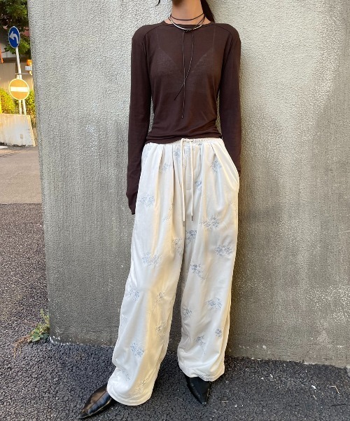 セール】刺繍ベロアイージーパンツ/セットアップ可能（その他パンツ