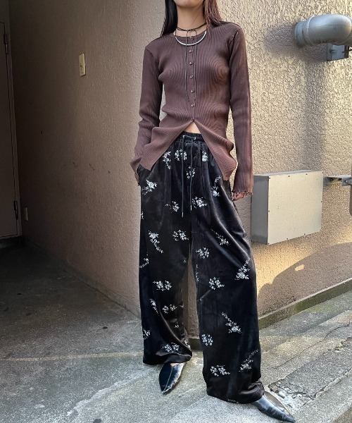 セール】刺繍ベロアイージーパンツ/セットアップ可能（その他パンツ