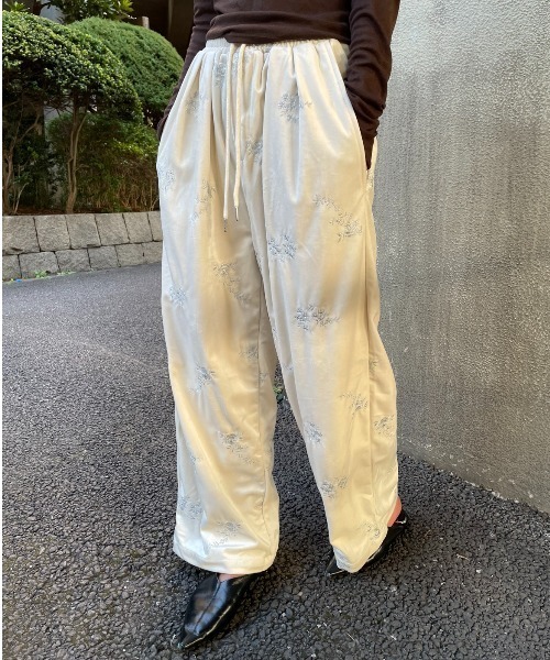 セール】刺繍ベロアイージーパンツ/セットアップ可能（その他パンツ