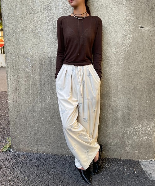 セール】刺繍ベロアイージーパンツ/セットアップ可能（その他パンツ