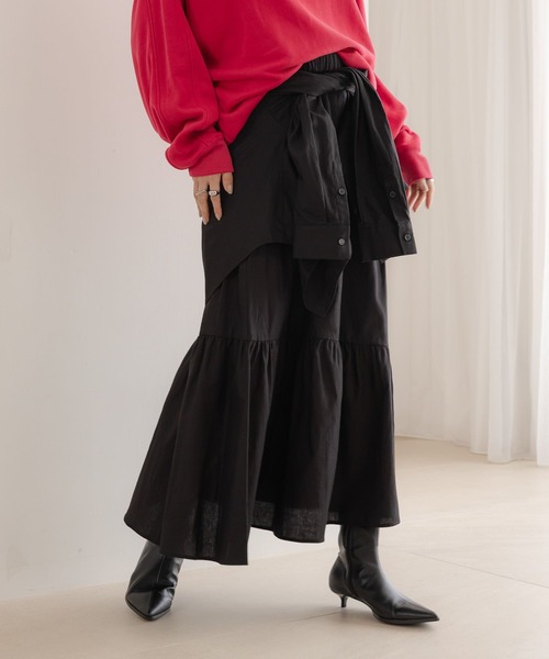 LOWRYS FARM（ローリーズファーム）の「シャツライクティアードスカート 587931（スカート・レディース・チェック/ブラック・FREE）」の17枚目の写真